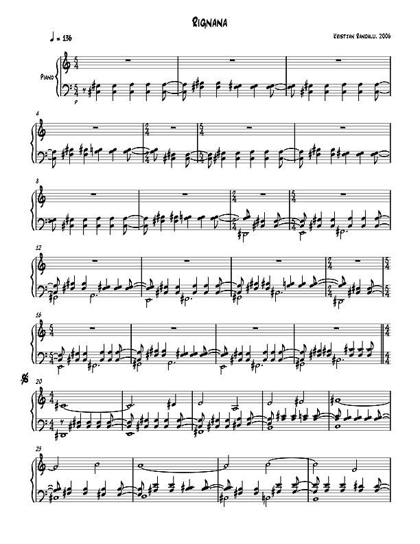 "Rignana" Piano Score
